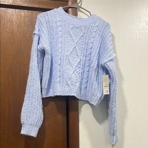 No Boundaries Light Blue Cable Knit Sweater